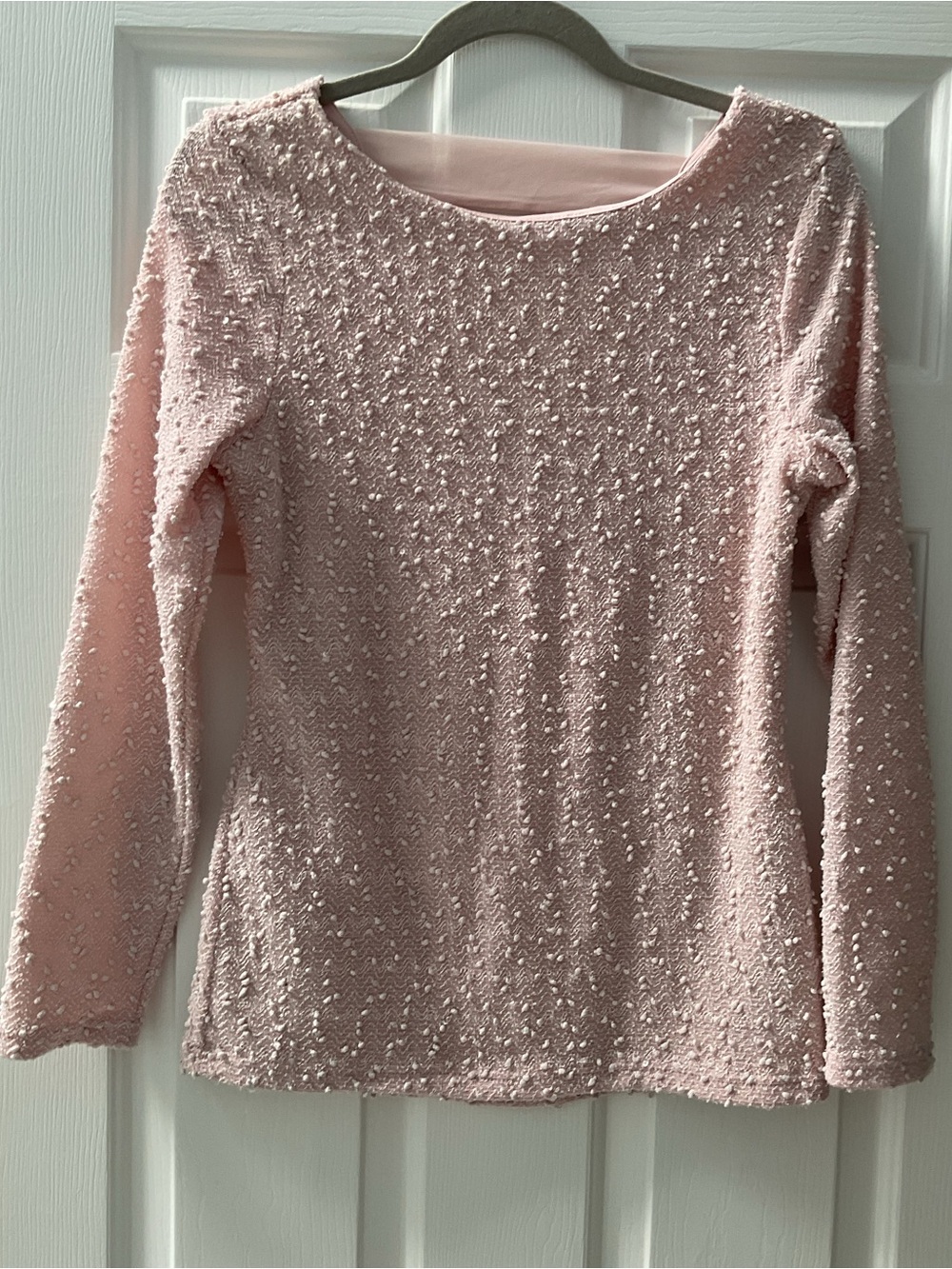 Jennifer Lopez Textured Light Pink Long Sleeve Sweater Top